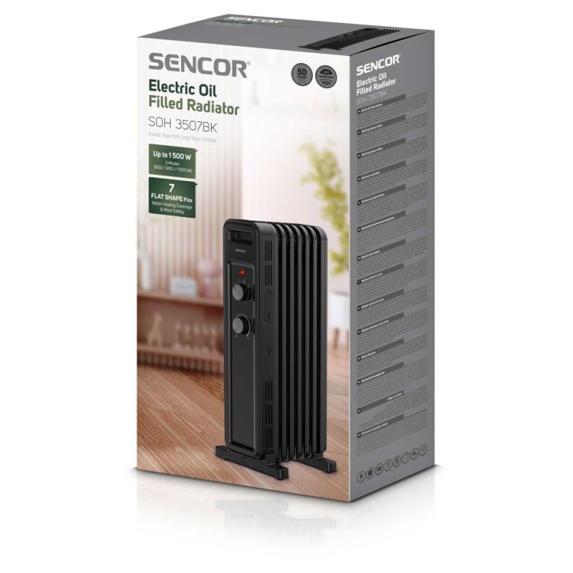 Elektrický olejový radiátor Sencor SOH 3507BK