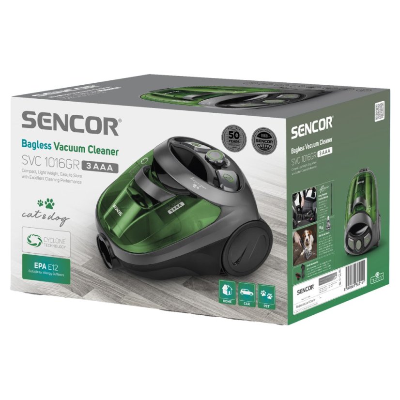 Bezsáčkový vysavač 3AAA Sencor SVC 1016GR