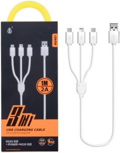 aligator nabijeci kabel plus 3v1 2x micro usb 1x iphone lightning delka 1m 2a rychle nabijeni 2100051