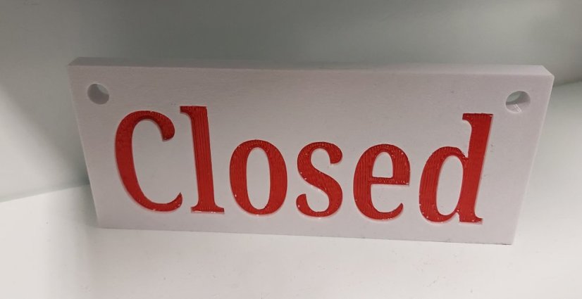 Závěsná cedule Open/Close PETG barevná